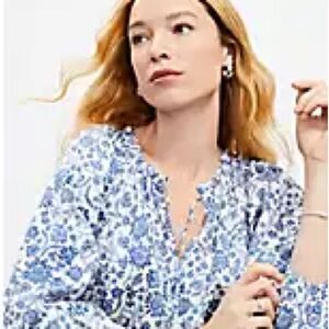 Chic Blue Floral Women's Blouse